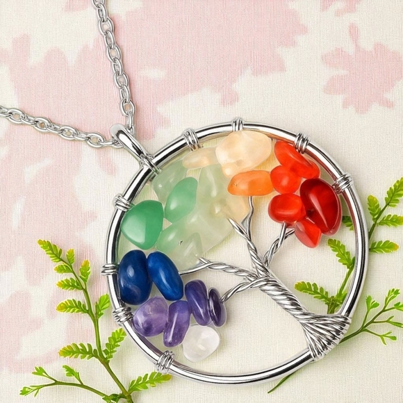 🆕️ Tree Of Life 🌳 Handmade Colorful Boho Chic Pendant With Natural Stones - Picture 13 of 13